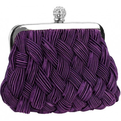 Evening Bag - 12 PCS - Metal Frame w/ Braided - Purple - BG-EAF12601PL